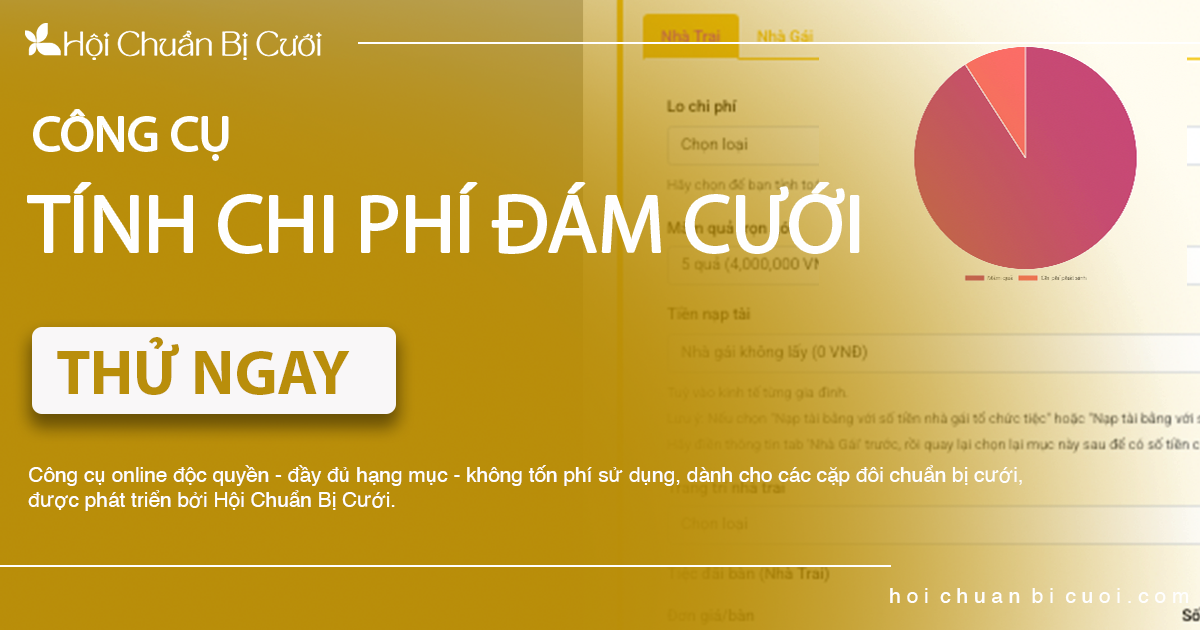 Công cụ tính chi phí đám cưới online miễn phí